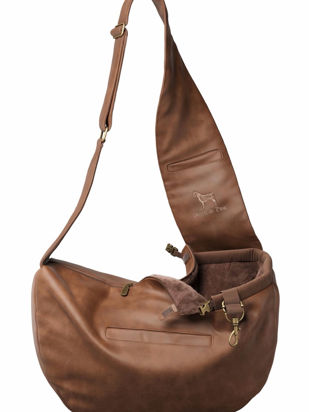 Noah & Paw Brown Leather Pet Sling Carrier New